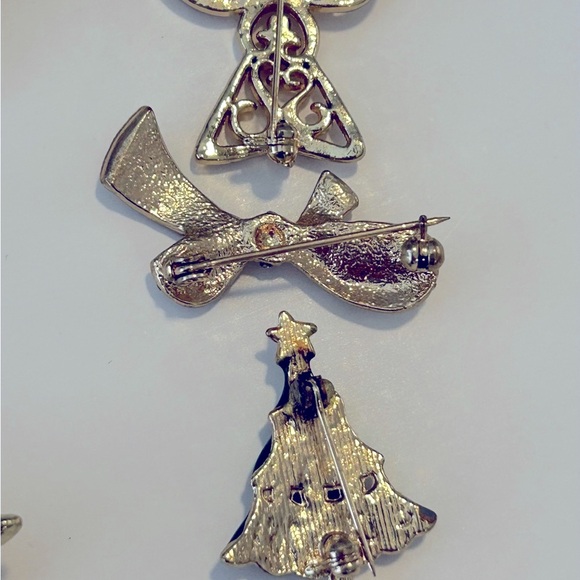 CHRISTMAS TREE - ANGELS & LACE BROOCH PIN JEWELRY VINTAGE SET OF 11 - Picture 7 of 12